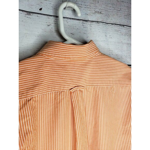 IZOD Men Long Sleeve Button Up Medium Tangerine/White Dream Pinstripe Shirt - Picture 5 of 12